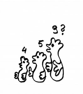 Hühnchen in drei Altersstufen